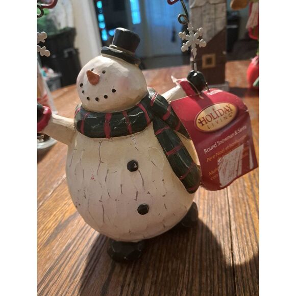 Holiday Living Snowman Figurine 11” Rustic Farmhouse Christmas Resin Shelf Decor - Picture 3 of 7